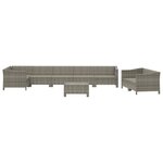 vidaXL Salon de jardin 9 Pièces avec coussins Gris Résine tressée