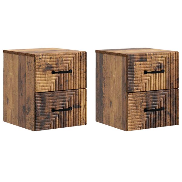 vidaXL Cabinet de chevet mural 2 Pièces Bois ancien 34 5 x 33 x 40 cm