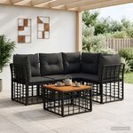 vidaXL Ensemble de canapés d'extérieur 5 pc Noir et Gris foncé
