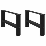 vidaXL Pieds de table basse Noir 2 pièces 70 x (30-31) cm Acier