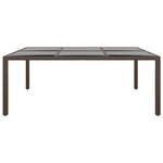 vidaXL Table de jardin avec dessus en verre Marron 200x150x75 cm Rotin