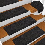 vidaXL Tapis de marches d'escalier 5 Pièces Noir 65x21x4 cm Aiguilleté
