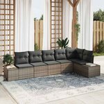 vidaXL Ensemble de canapé de jardin avec coussin 6 Pièces Gris Poly rotin