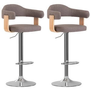 vidaXL Tabourets de bar lot de 2 taupe bois courbé et tissu