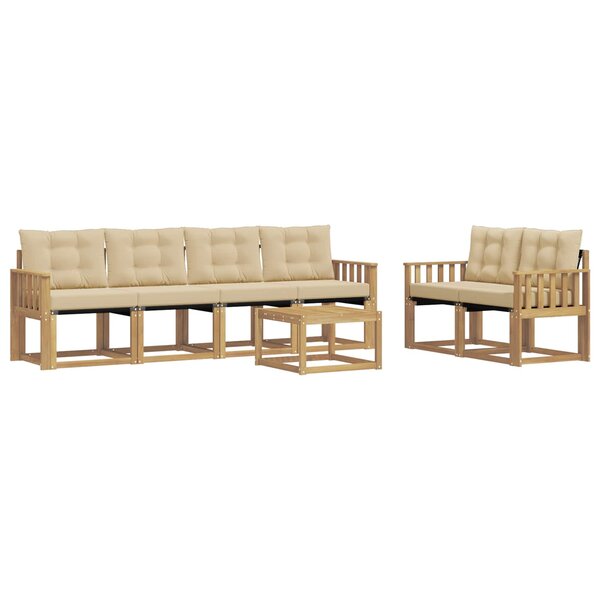 vidaXL Ensemble de canapés d'extérieur 7 pc Blanc et Beige