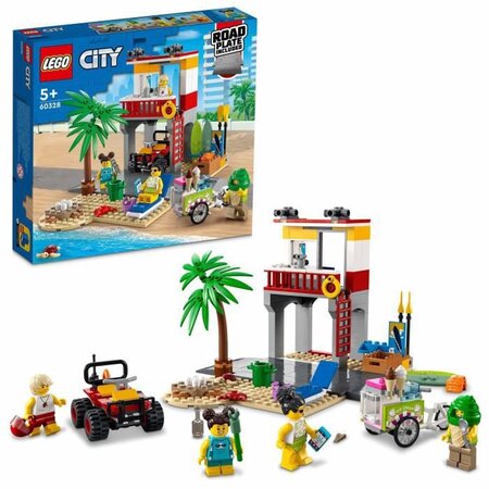 Lego 60328 city le poste de secours sur la plage jouet de construction quad  et plaque route cadeau pour enfants +5 ans - La Poste