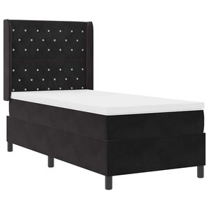 vidaXL Lit à Ressorts avec Matelas LED Argyle Noir 90 x 200 cm Velours