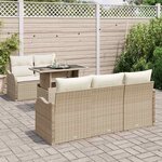 vidaXL Ensemble de canapé de jardin 6 Pièces Beige Poly Rattan