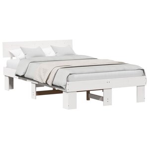 vidaXL Cadre de lit avec tête de lit Blanc 135 x 190 cm Pin massif