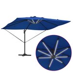 vidaXL Parasol déporté Roma avec LEDs Bleu Azur 352x251x265 cm Aluminium
