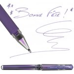 Stylo roller signo broad ecriture large violet métal