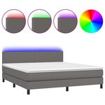 vidaXL Sommier à lattes de lit avec matelas et LED Gris 180x200 cm