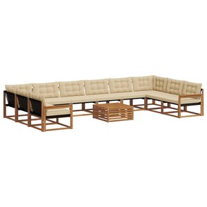 vidaXL Ensemble de canapés d'extérieur 11 Pièces Naturel et Beige