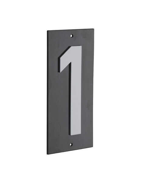 THIRARD - Plaque de signalisation 1  marquage blanc sur fond noir  panneau ABS à visser  56x120mm - THIRARD