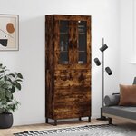 vidaXL Buffet haut Chêne fumé 69 5x34x180 cm Bois d'ingénierie