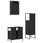 vidaXL Ensemble de meubles salle de bain 3 Pièces noir bois d'ingénierie