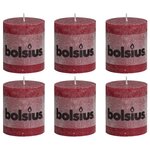 Bolsius bougies pilier rustiques 6 pièces 80 x 68 mm rouge bordeaux