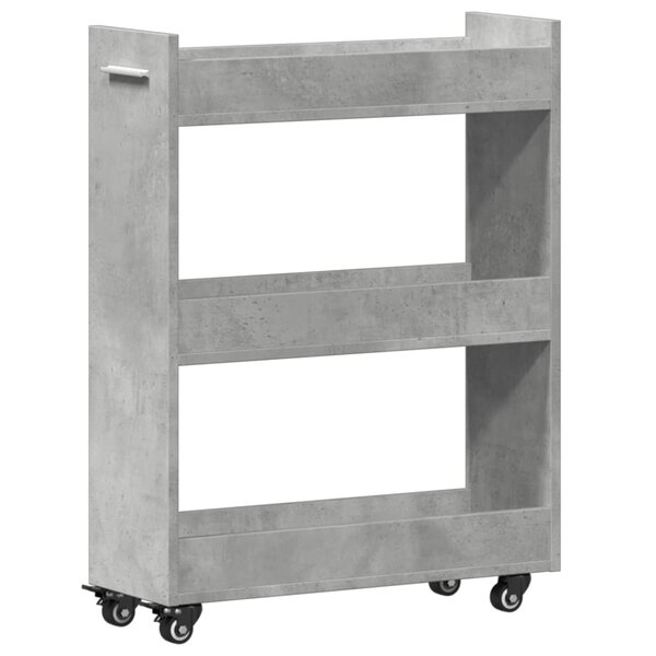 vidaXL Armoire avec roues gris béton 60x22x79 cm bois d'ingénierie