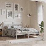 vidaXL Cadre de lit métal sans matelas et tête de lit blanc 150x200 cm