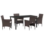 vidaXL Ensemble de salle à manger pour jardin 5 Pièces Marron Poly rotin