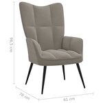 vidaXL Chaise de relaxation avec tabouret Gris clair Velours