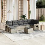 vidaXL Salon de jardin 8 Pièces avec coussins gris clair résine tressée