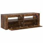 vidaXL Meuble TV avec lumières LED Chêne fumé 120x35x40 cm