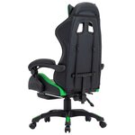 vidaXL Fauteuil de jeux vidéo avec repose-pied Vert et noir Similicuir
