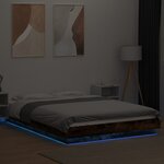 vidaXL Cadre de lit et lumières LED sans matelas chêne fumé 120x200 cm