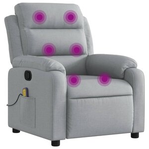 vidaXL Fauteuil inclinable de massage gris clair tissu