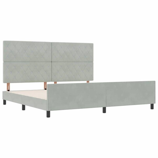 vidaXL Cadre de lit avec tête de lit Gris clair 200 x 200 cm Velours