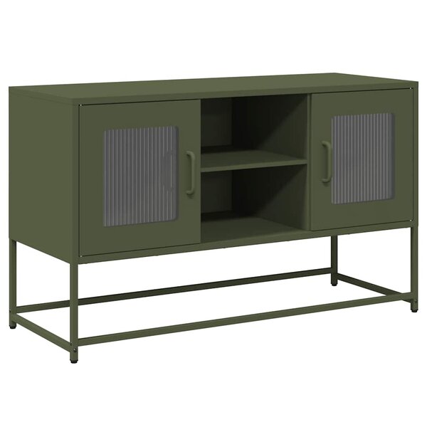 vidaXL Meuble TV vert olive 100 5x39x60 5 cm acier