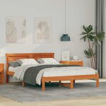 vidaXL Cadre de lit Marron cire 140 x 190 cm Bois massif en pin