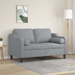 vidaXL Canapé 2 places avec oreillers gris clair 120 cm tissu