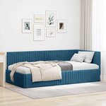 vidaXL Cadre de lit d'angle avec tête de lit Bleu 100 x 200 cm Velours