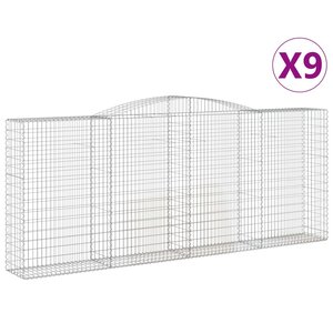 vidaXL Paniers à gabions arqués 9 Pièces 400x50x160/180 cm fer galvanisé
