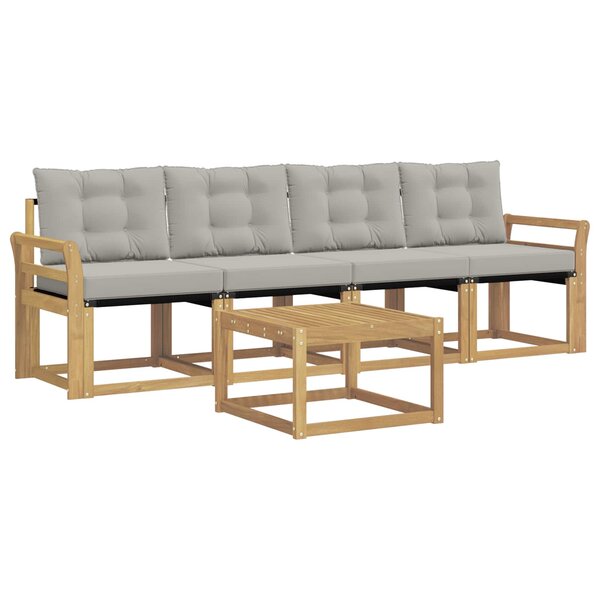 vidaXL Ensemble de canapés d'extérieur 5 pc Blanc et gris clair