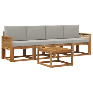 vidaXL Ensemble de canapés d'extérieur 5 pc Naturel et gris clair