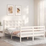 vidaXL Cadre de lit avec tête de lit blanc 140x200 cm bois massif