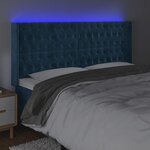 vidaXL Tête de lit à LED Bleu foncé 183x16x118/128 cm Velours