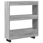 vidaXL Chariot de rangement étroit 3 niveaux sonoma gris
