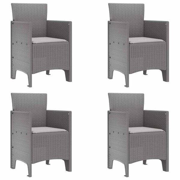 vidaXL Chaise de jardin 4 pc Gris clair Polypropylène