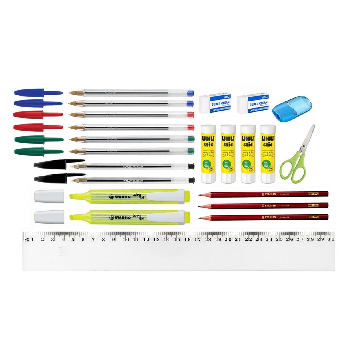 Kit 100 Fournitures Scolaires: 50 Notes Adhésives 7,6 Cm + 50 Surligneurs Assortis