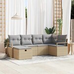vidaXL Ensemble de canapé de jardin 6 Pièces Beige Poly rotin