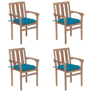 vidaXL Chaises de jardin empilables avec coussins lot de 4 Teck solide