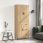 vidaXL Buffet haut Chêne sonoma 69 5x34x180 cm Bois d'ingénierie