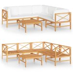 vidaXL Salon de jardin 6 Pièces avec coussins crème Bois de teck solide