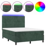 vidaXL Sommier à lattes de lit avec matelas LED Vert foncé 140x190 cm