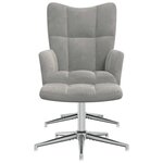 vidaXL Chaise de relaxation avec tabouret Gris clair Velours