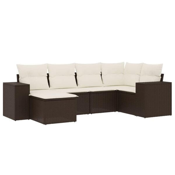 vidaXL Salon de jardin avec coussins 6 Pièces marron résine tressée